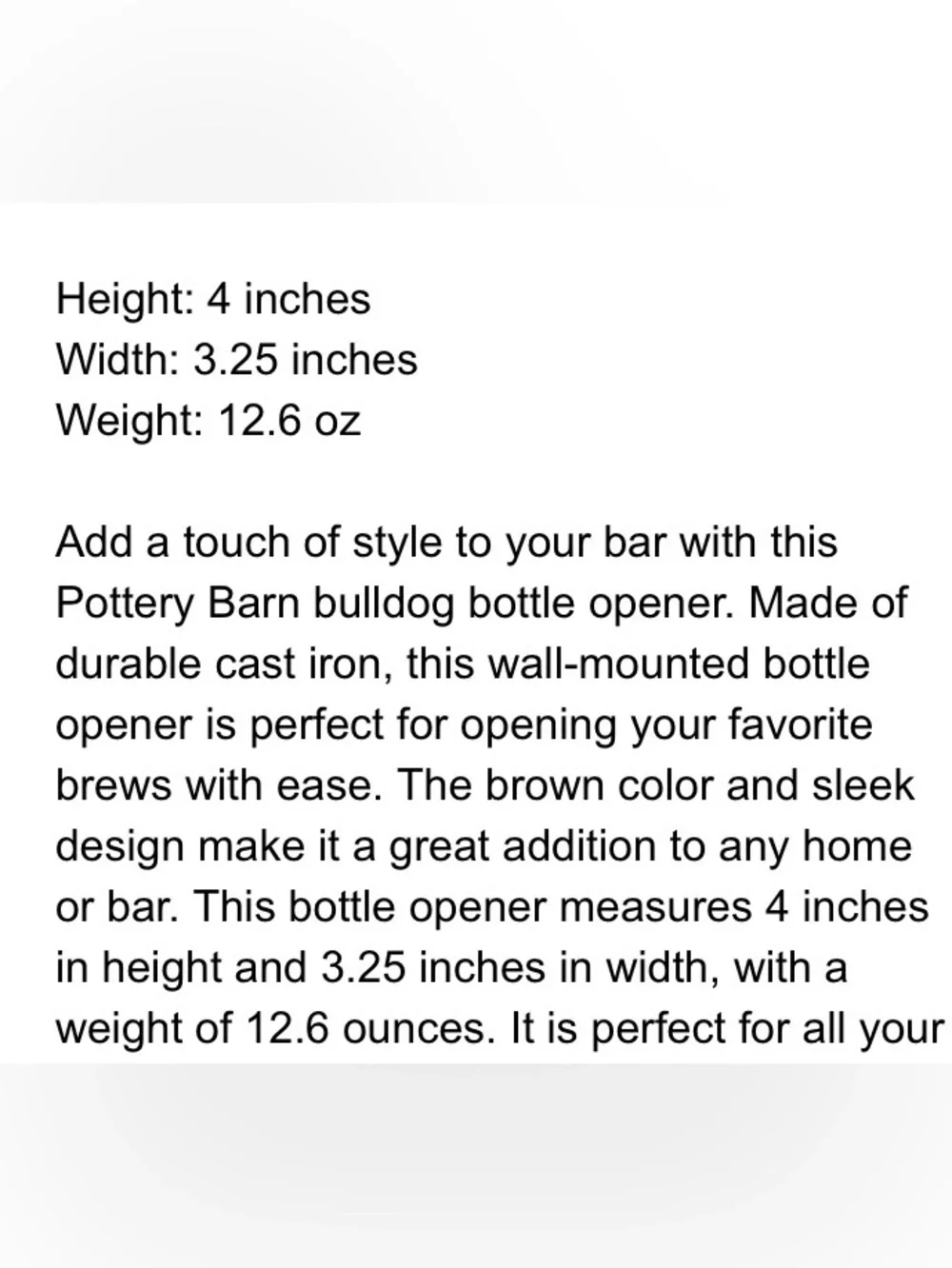 Pottery Barn Black Bulldog Wall Mount Bottle Opener